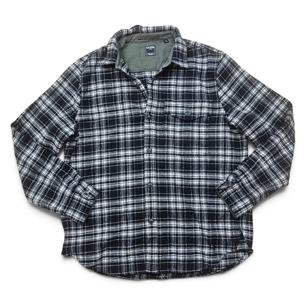 TODD SNYDER Heavy Wool Flannel Overshirt Men L Plaid Shacket Elevated Casual